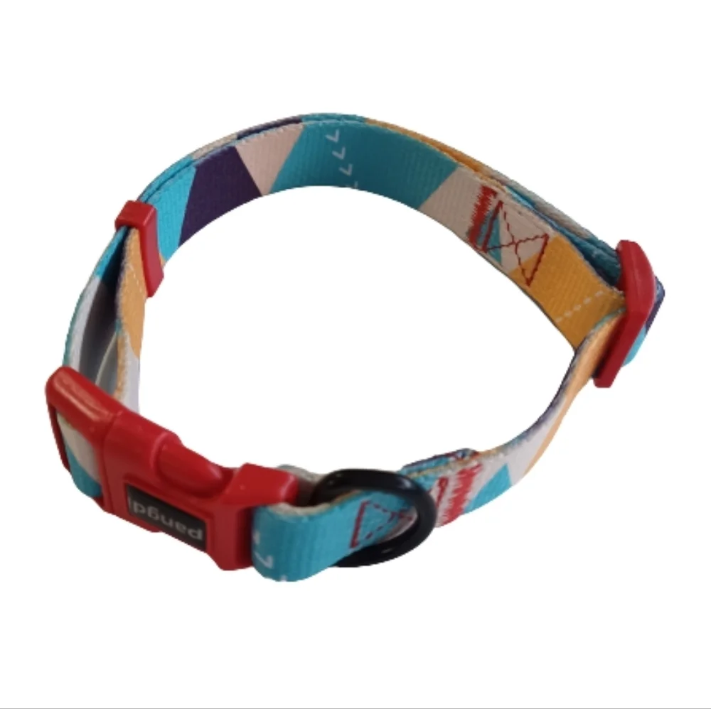 Medium Dog Collar By PANGDI Pet Clasp Adjustable Colorful Funky Artistic Print